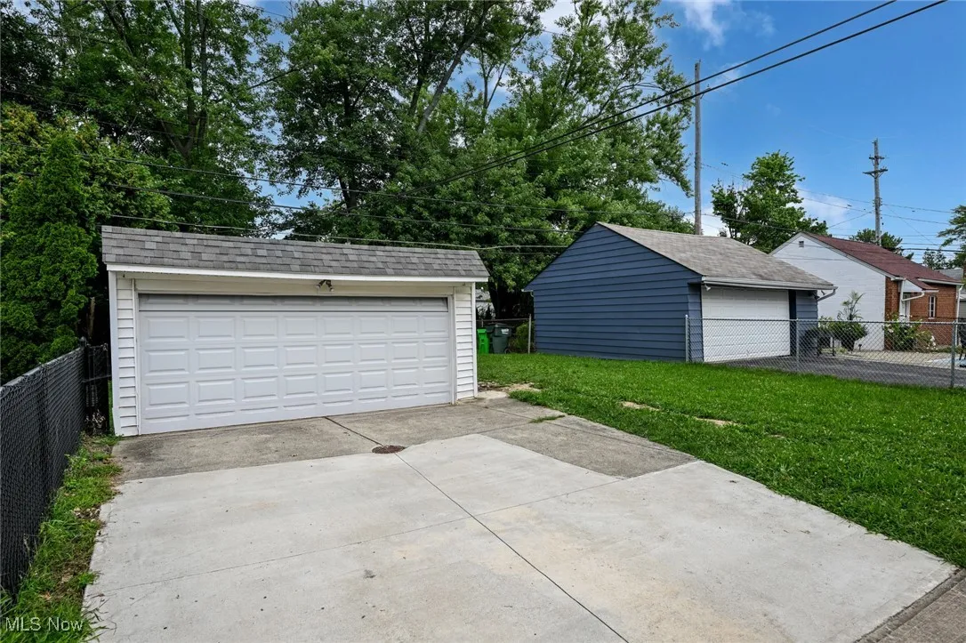 View of detached garage