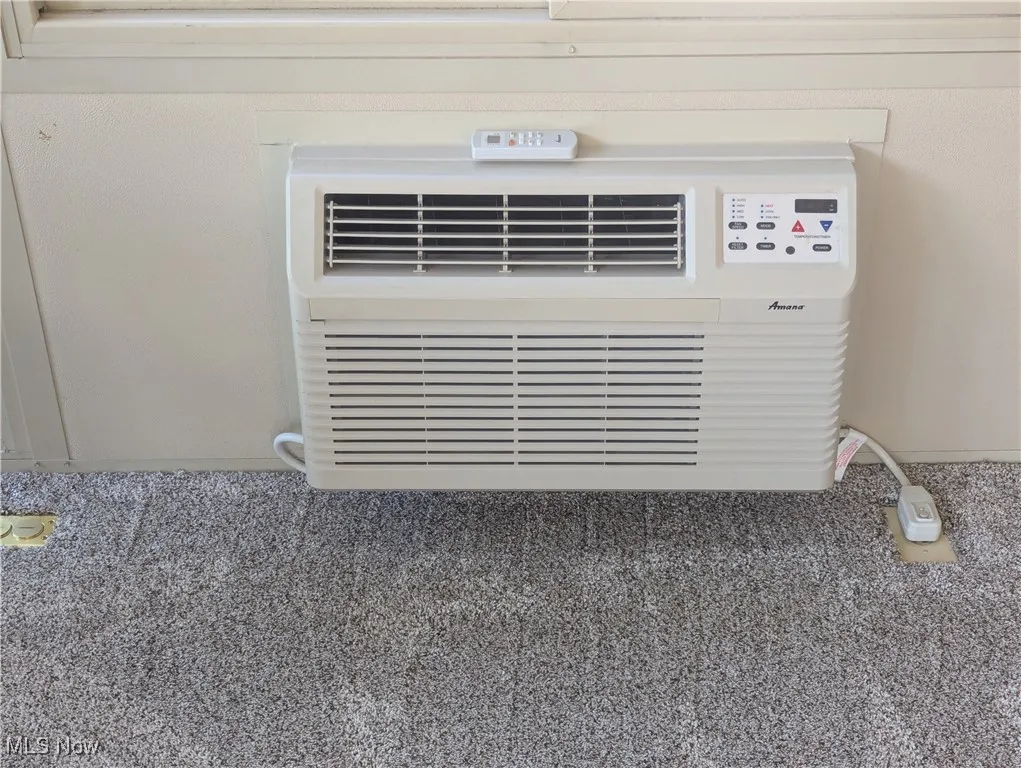 Detailed view of a wall mounted air conditioner in the four season sunroom