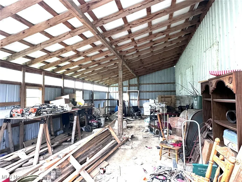 Garage with metal wall
