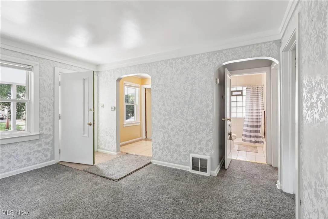 Living room with carpet flooring