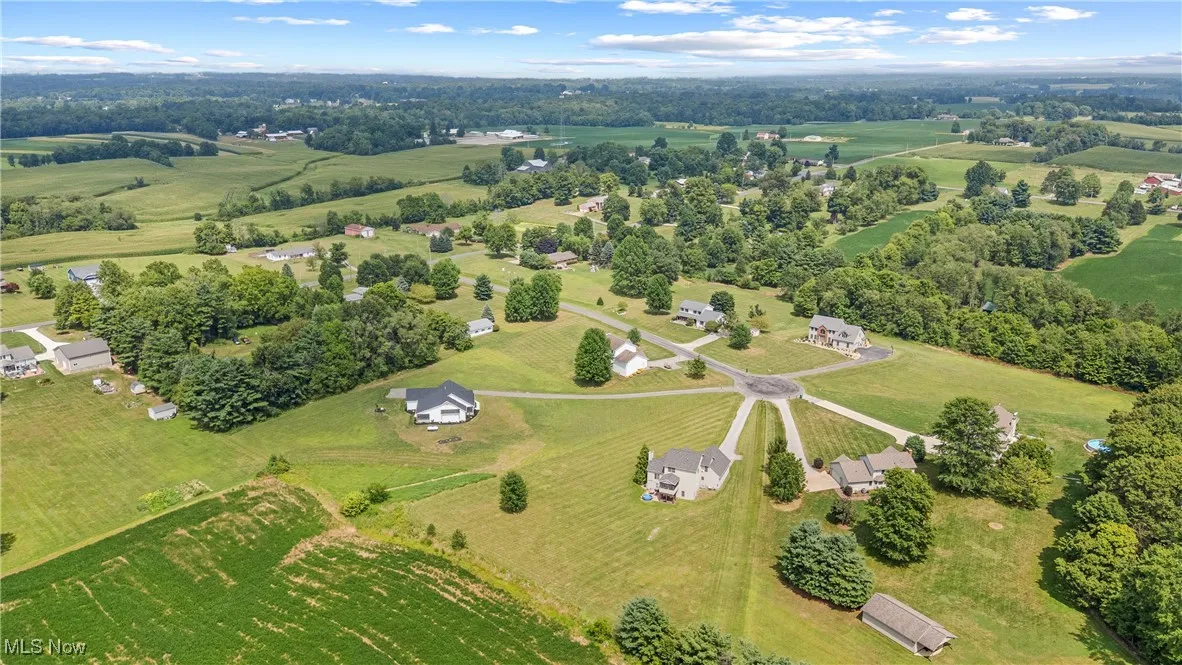 Aerial overview of property's location with rural landscape