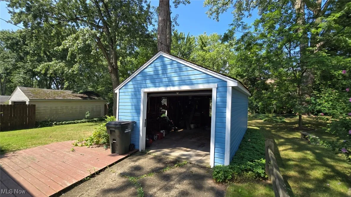 View of detached garage