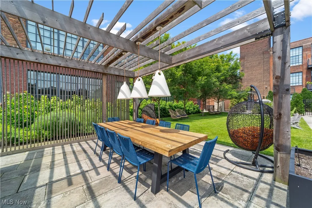 Outdoor dining area within the courtyard space
