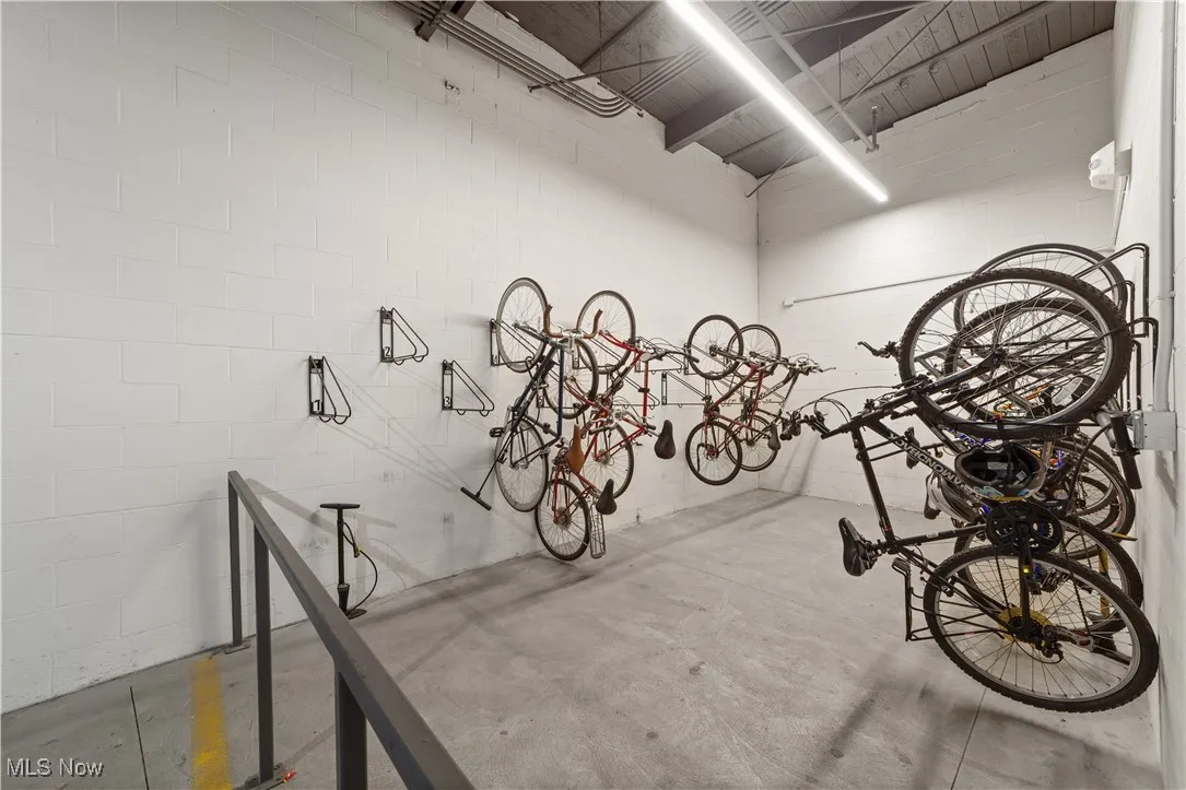 Bike storage located in the covered garage
