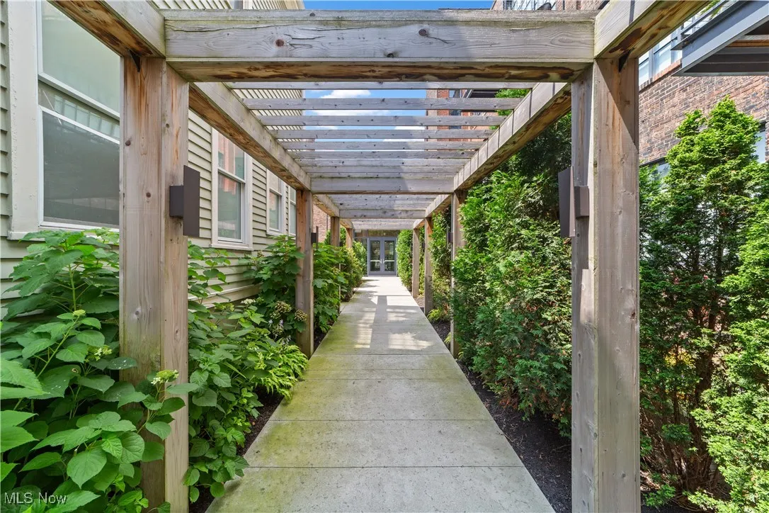 Main entry walkway with pergola

