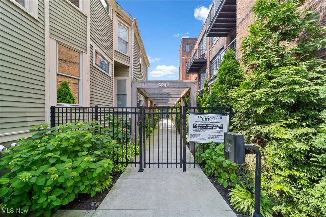 Gated entry area with call box
