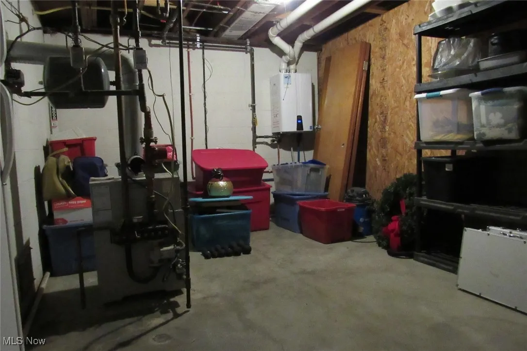 Mechanical room with plenty of room for storage.