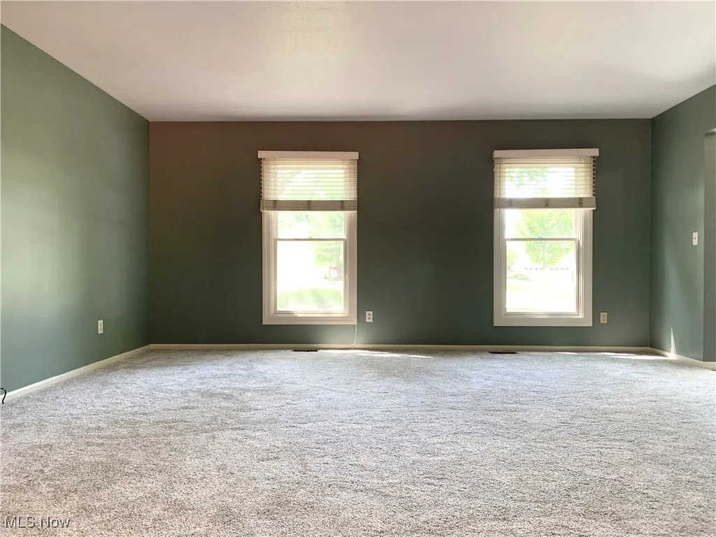 Unfurnished room featuring carpet and plenty of natural light