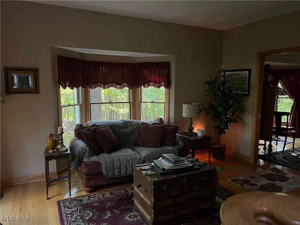 Living room with baseboards and wood finished floors