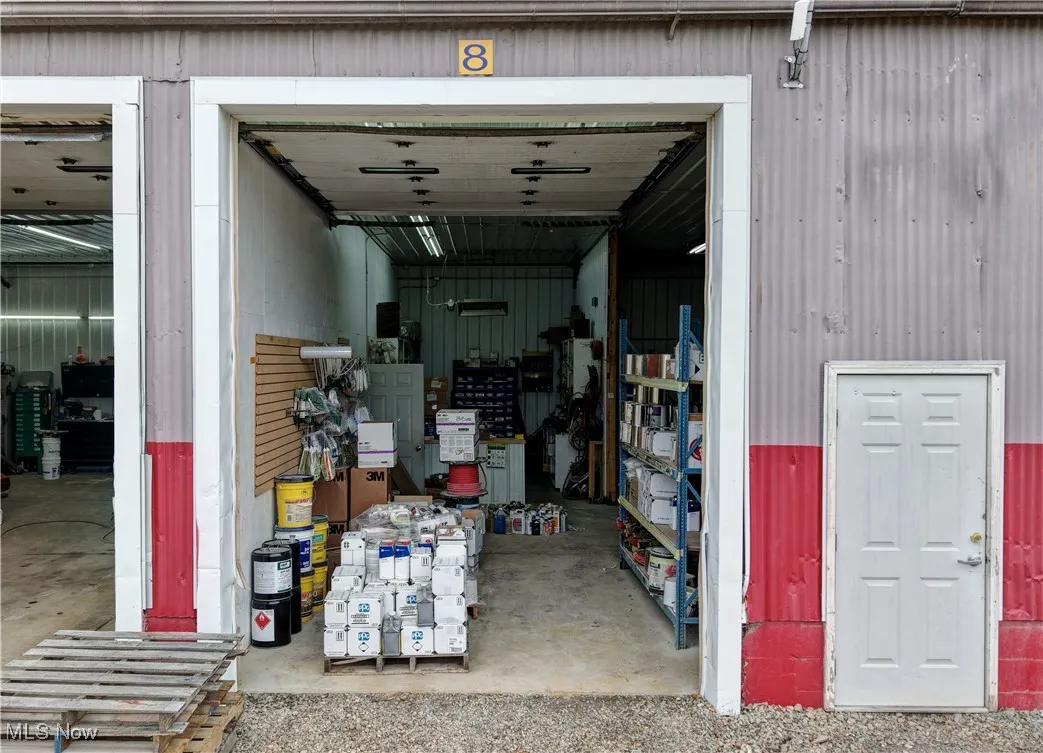 Garage with metal wall