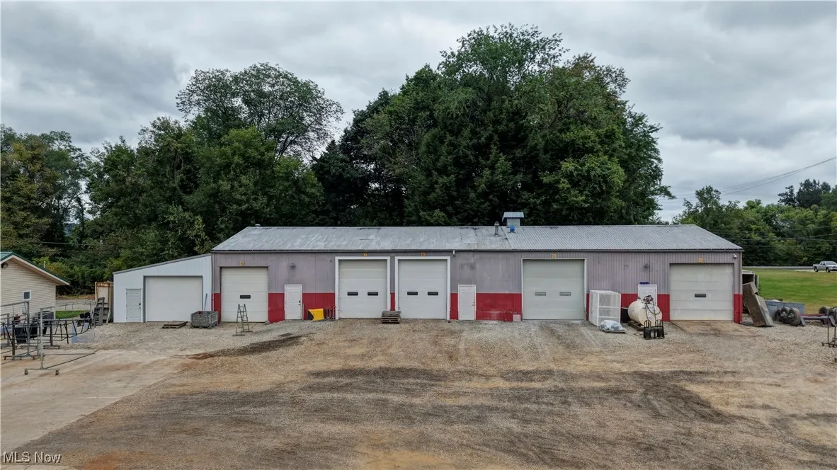 View of detached garage