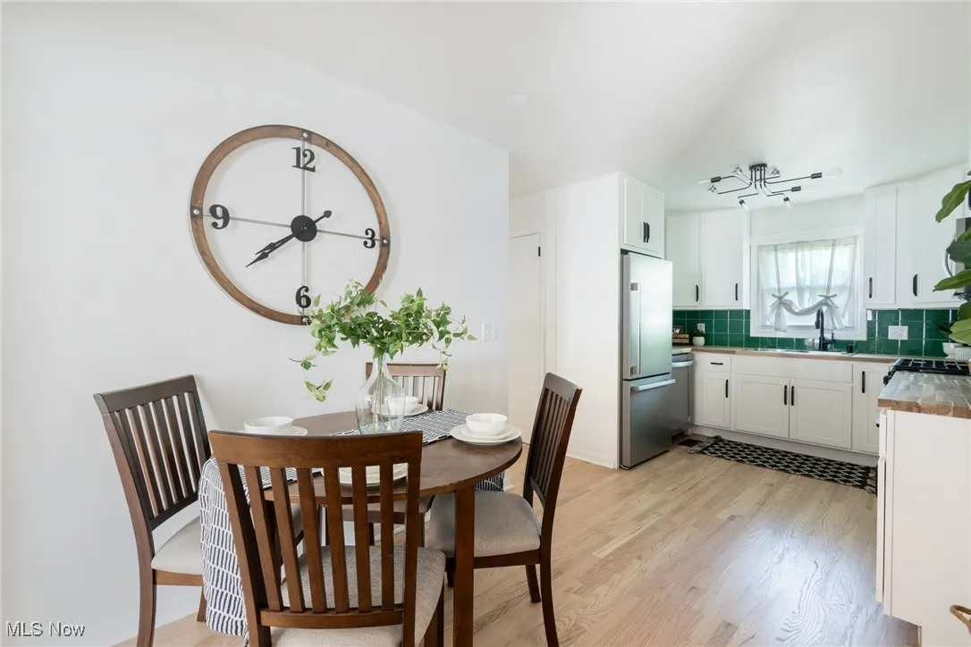 Dining space featuring light wood-style flooring