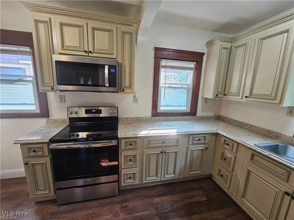 Kitchen with stainless steel appliances