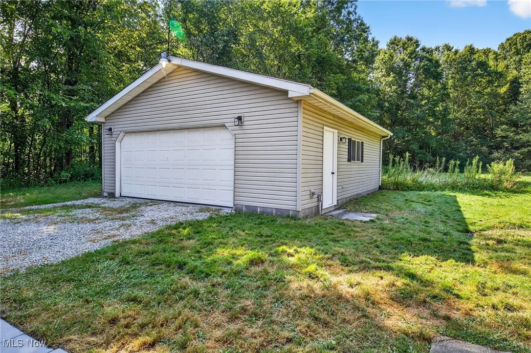 View of detached garage