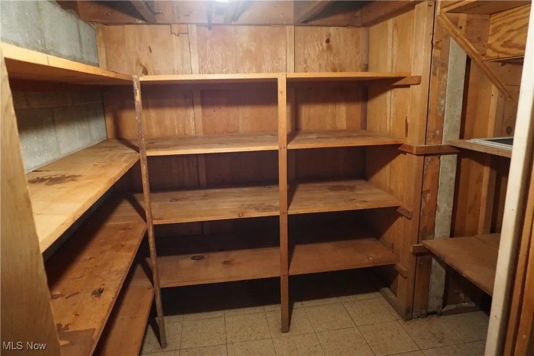 Basement storage shelves