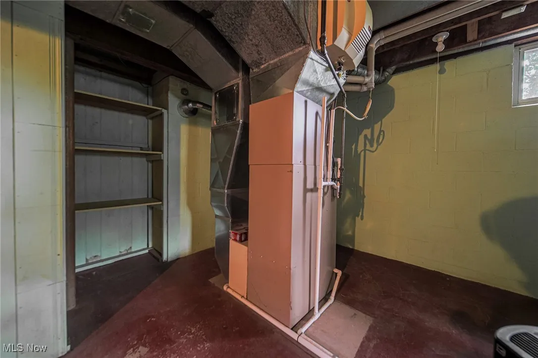 Basement with heating unit