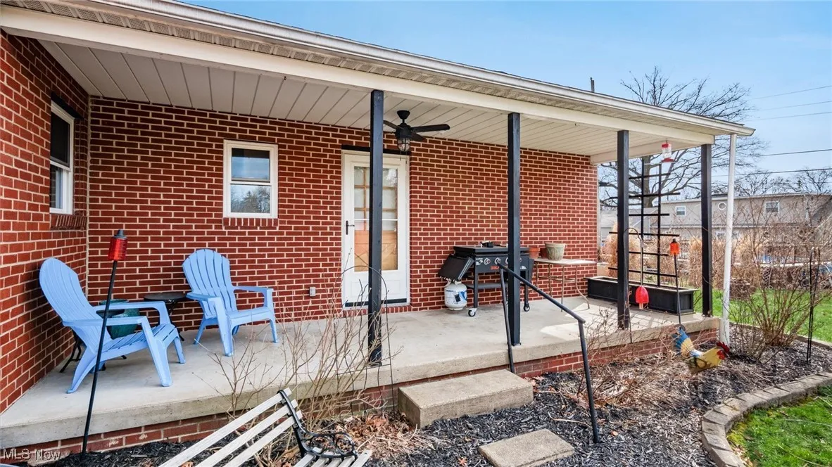View of patio / terrace featuring a ceiling fan