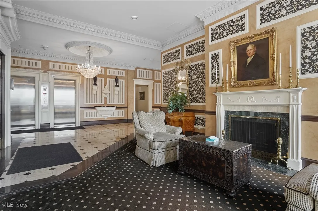 building Lobby with fireplace