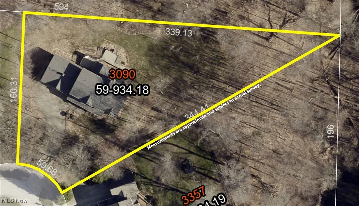 Aerial view of property's location with property boundaries highlighted