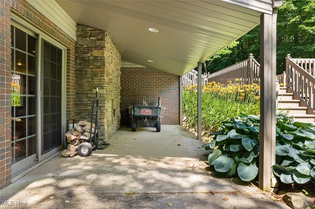 View of patio with stairway