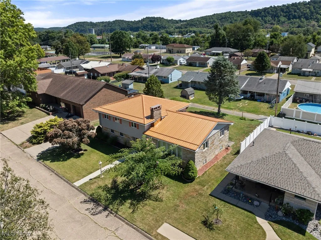 Aerial perspective of suburban area