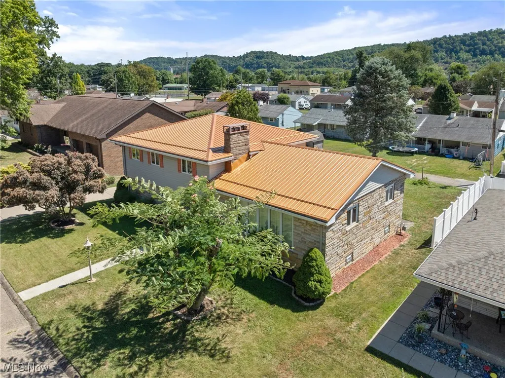 Aerial perspective of suburban area
