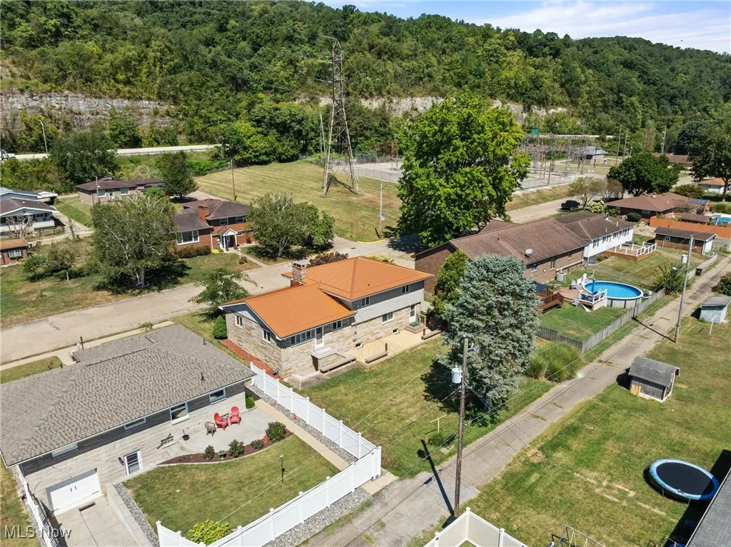Aerial perspective of suburban area