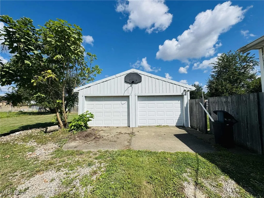 View of detached garage