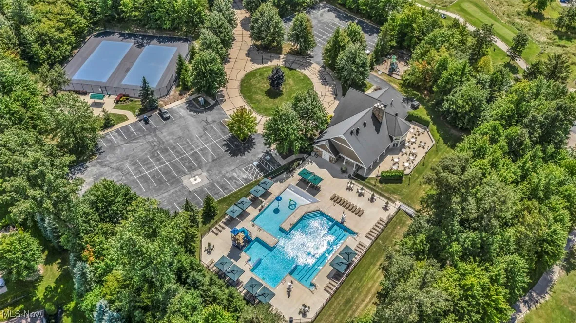 Drone / aerial view of a pool area