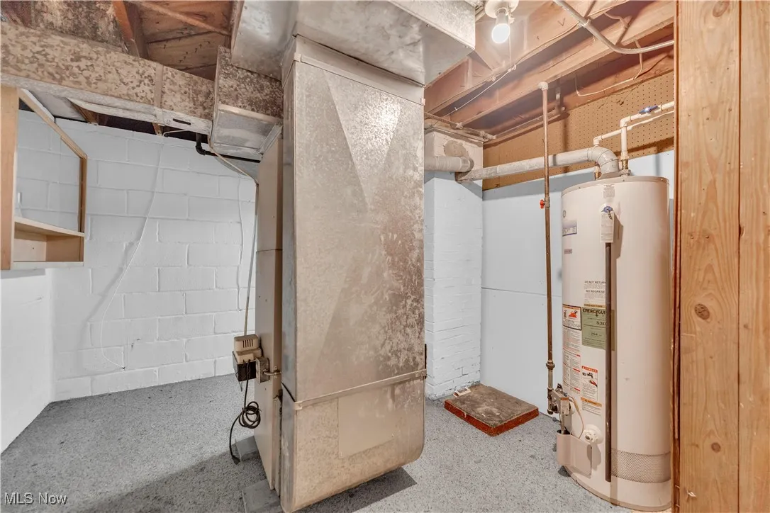 Utilities featuring gas water heater and heating unit