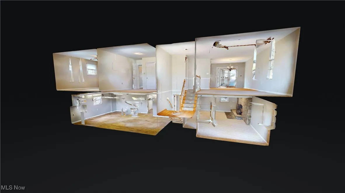 FLOOR PLAN LOOKING AT LIVING ROOM UPSTAIRS AND FAMILY AND REC ROOM DOWNSTAIRS