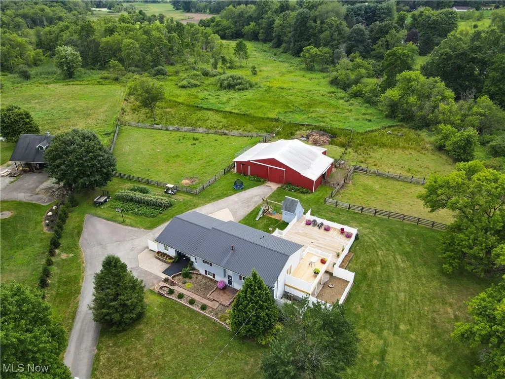 Overview of rural landscape featuring a pastoral area