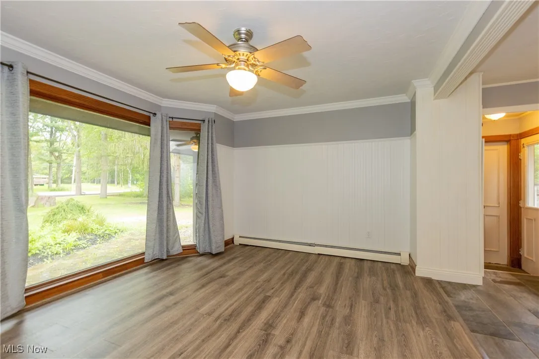 The dining room in the front of the house with bay window