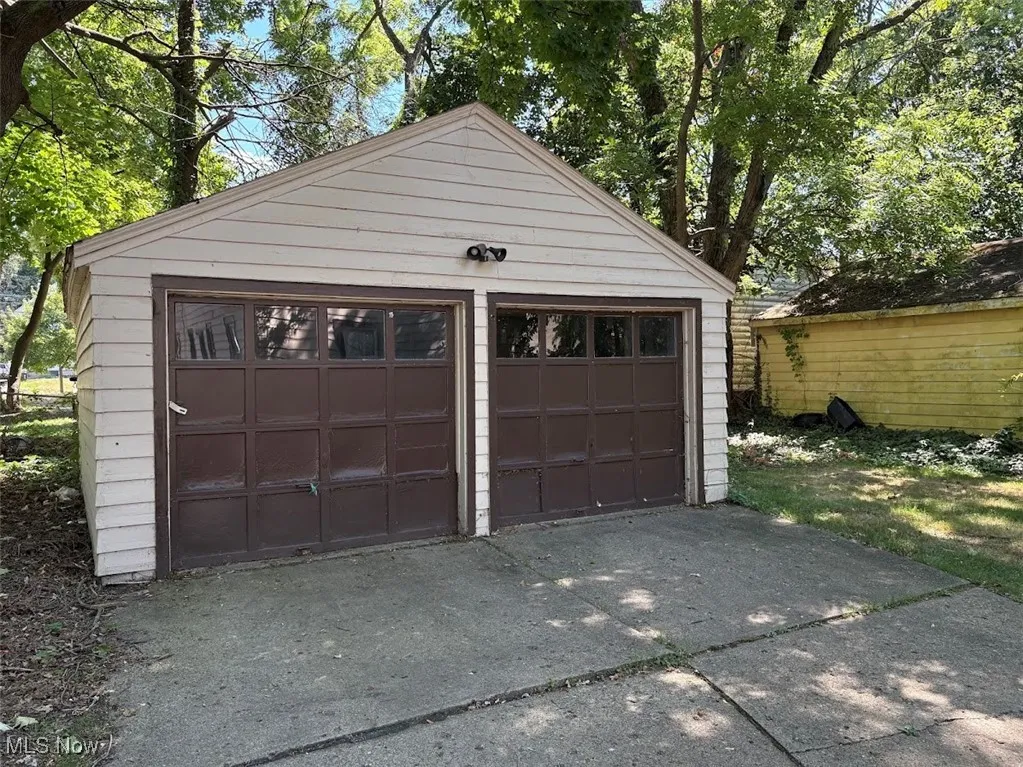 View of detached garage