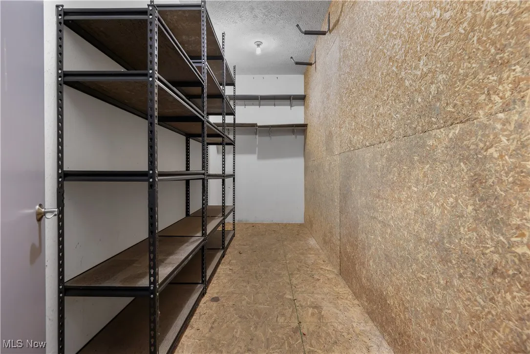 One of two storage closets in the garage