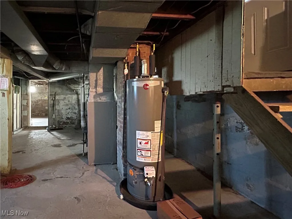Utilities featuring water heater and heating unit