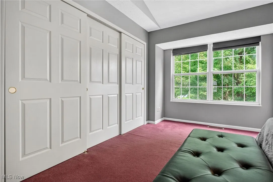 Bedroom featuring carpet and a closet