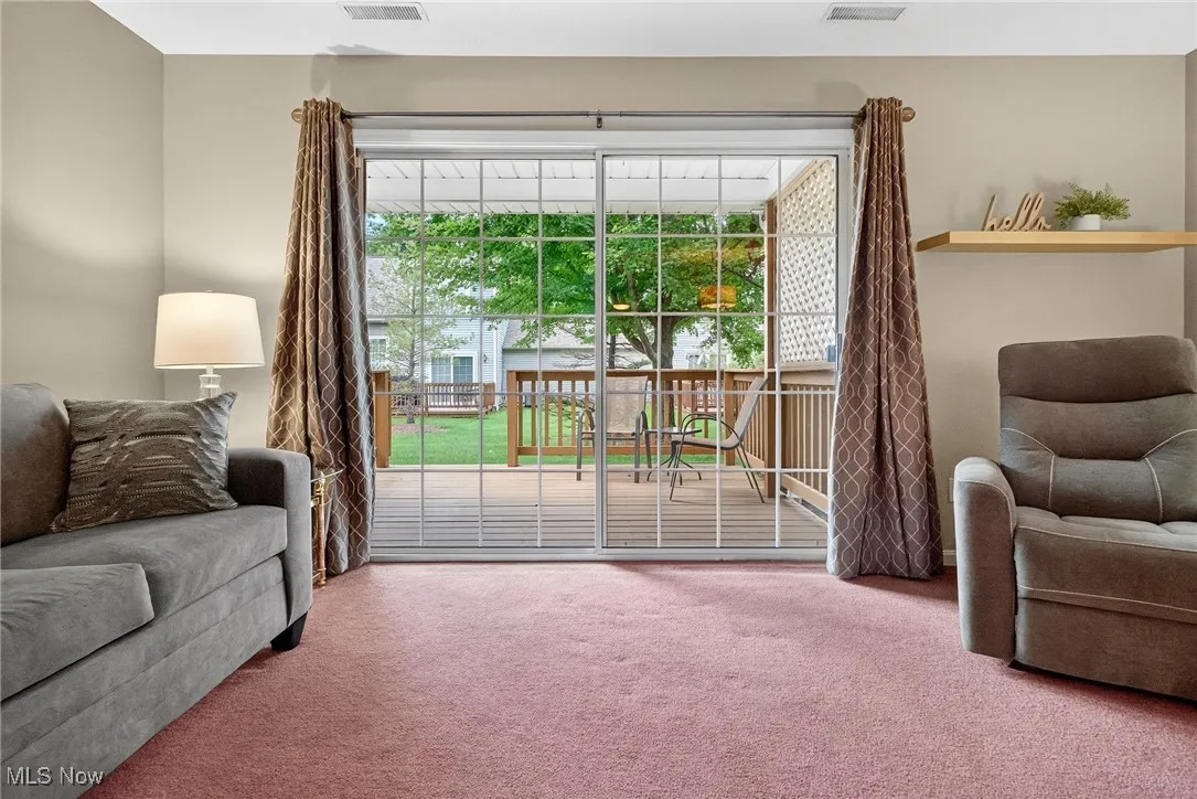 View of carpeted living area