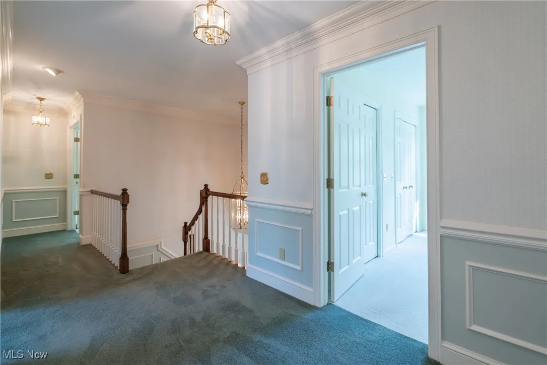 Second floor hallway with large linnen closet.