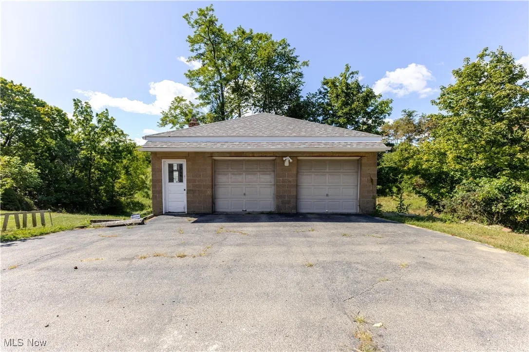 View of detached garage