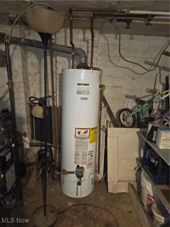 Utility room featuring water heater