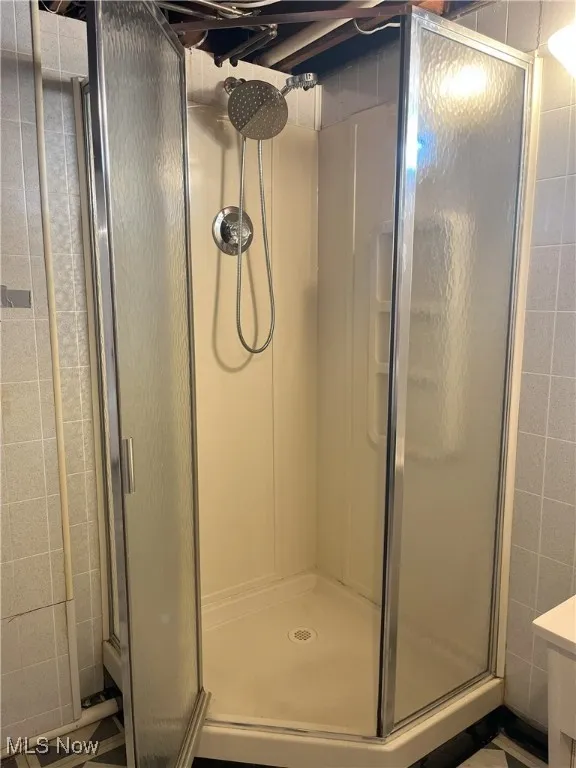 Full bathroom featuring a stall shower