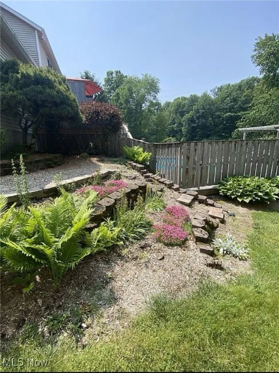 View of fenced backyard