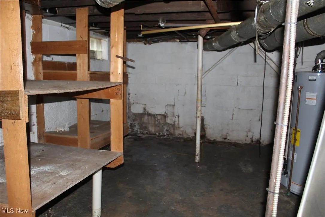 Unfinished below grade area with water heater