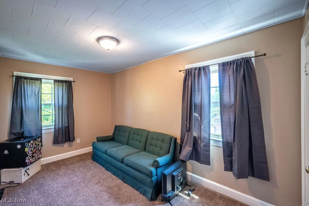 Sitting room with carpet floors and plenty of natural light