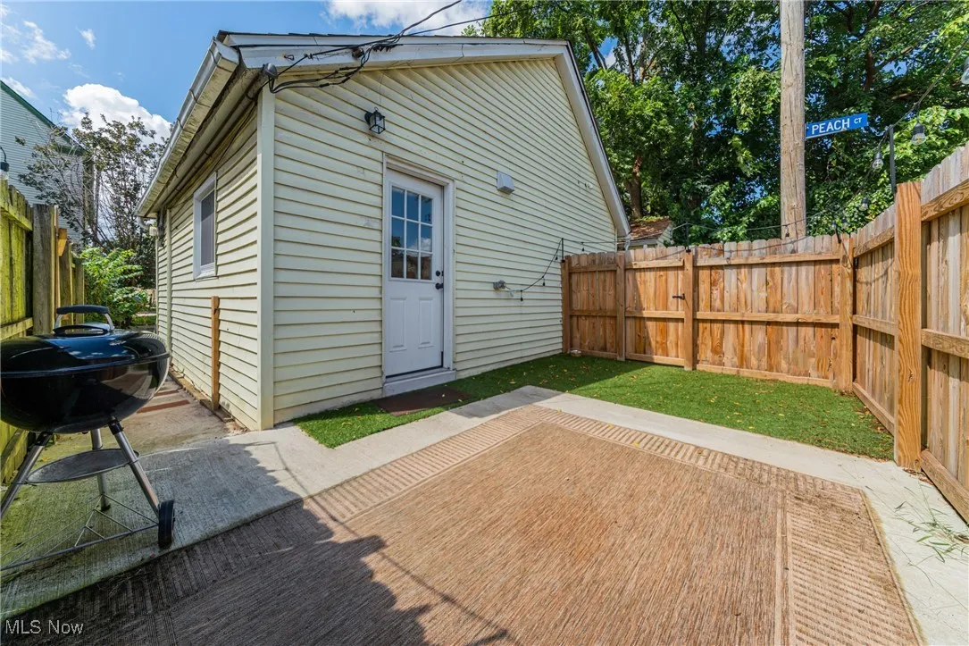 Back of house featuring a fenced backyard and a patio
