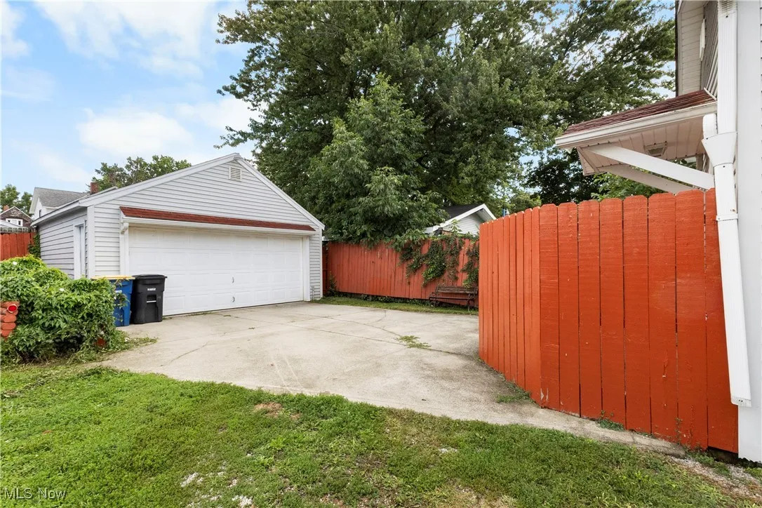 View of detached garage