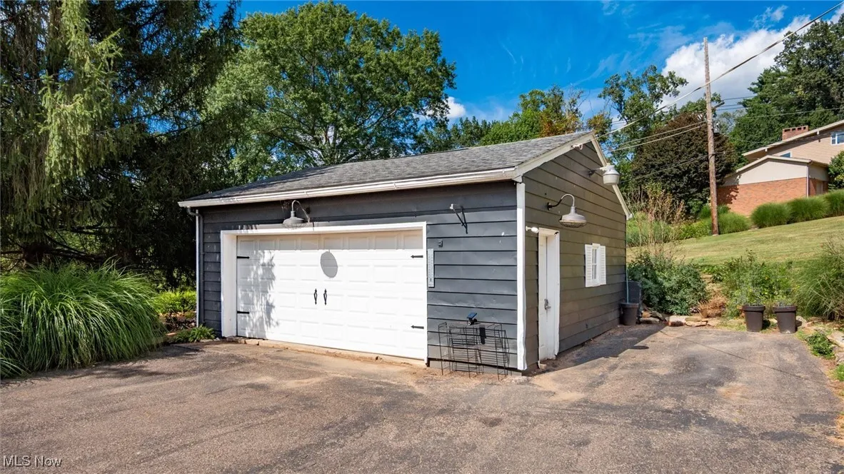 View of detached garage