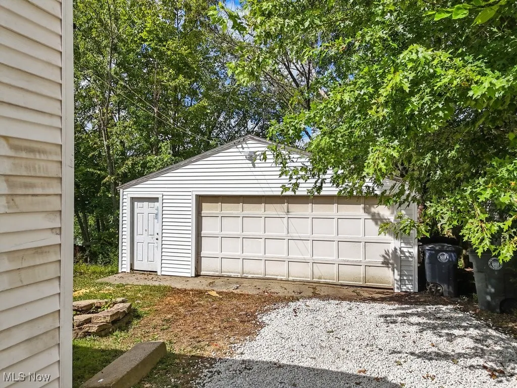 View of detached garage