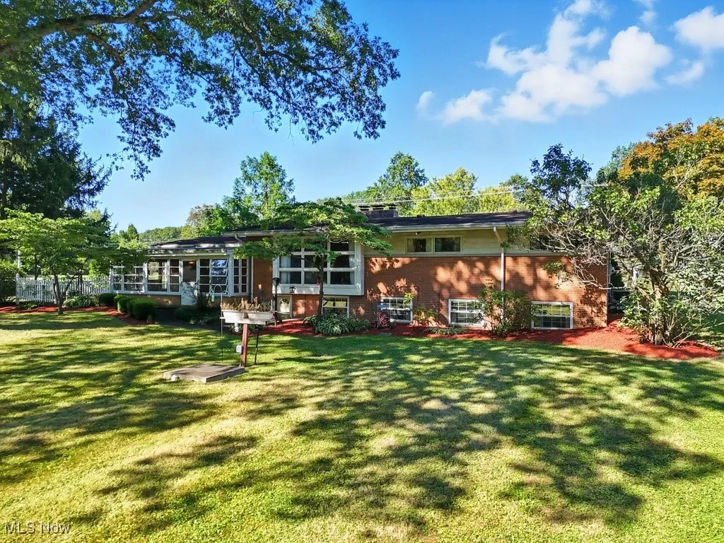 Rear view of property with a lawn